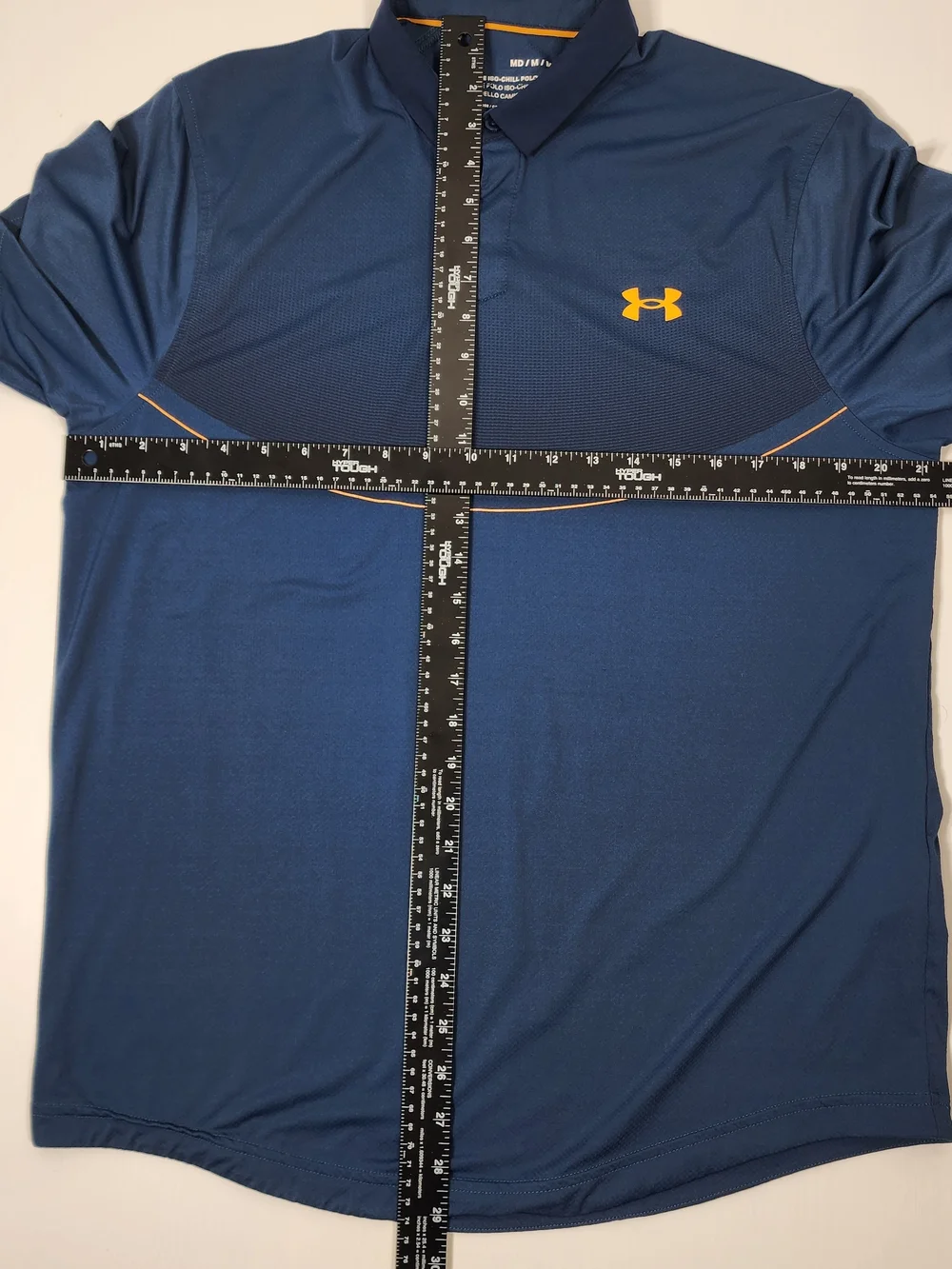 Under Armour Men's Navy Polo with Yellow Logo